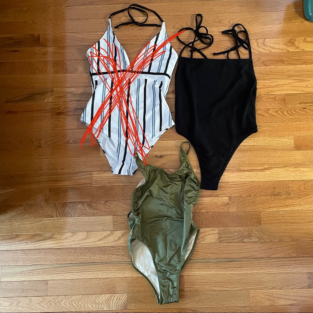 One black and one green bathing suit. New without tags. Never worn.